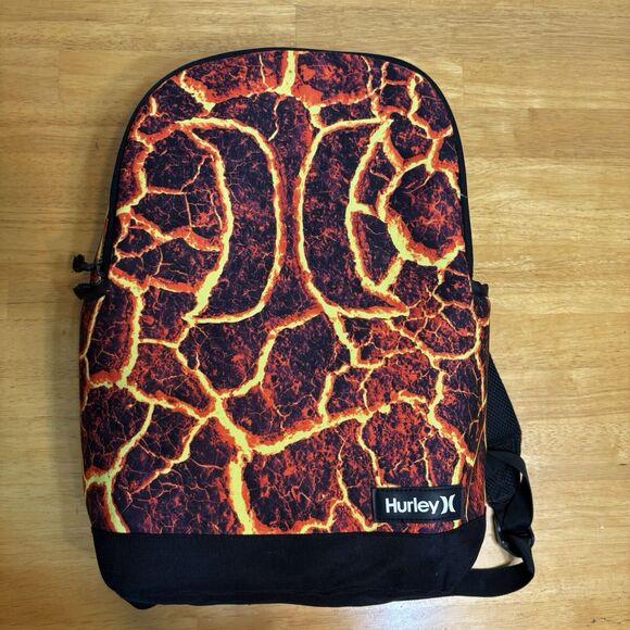 Hurley Backpack Bag Lava Fire Kids Adult Large 17"x11"x5" School Book‎ Tote - Picture 1 of 11
